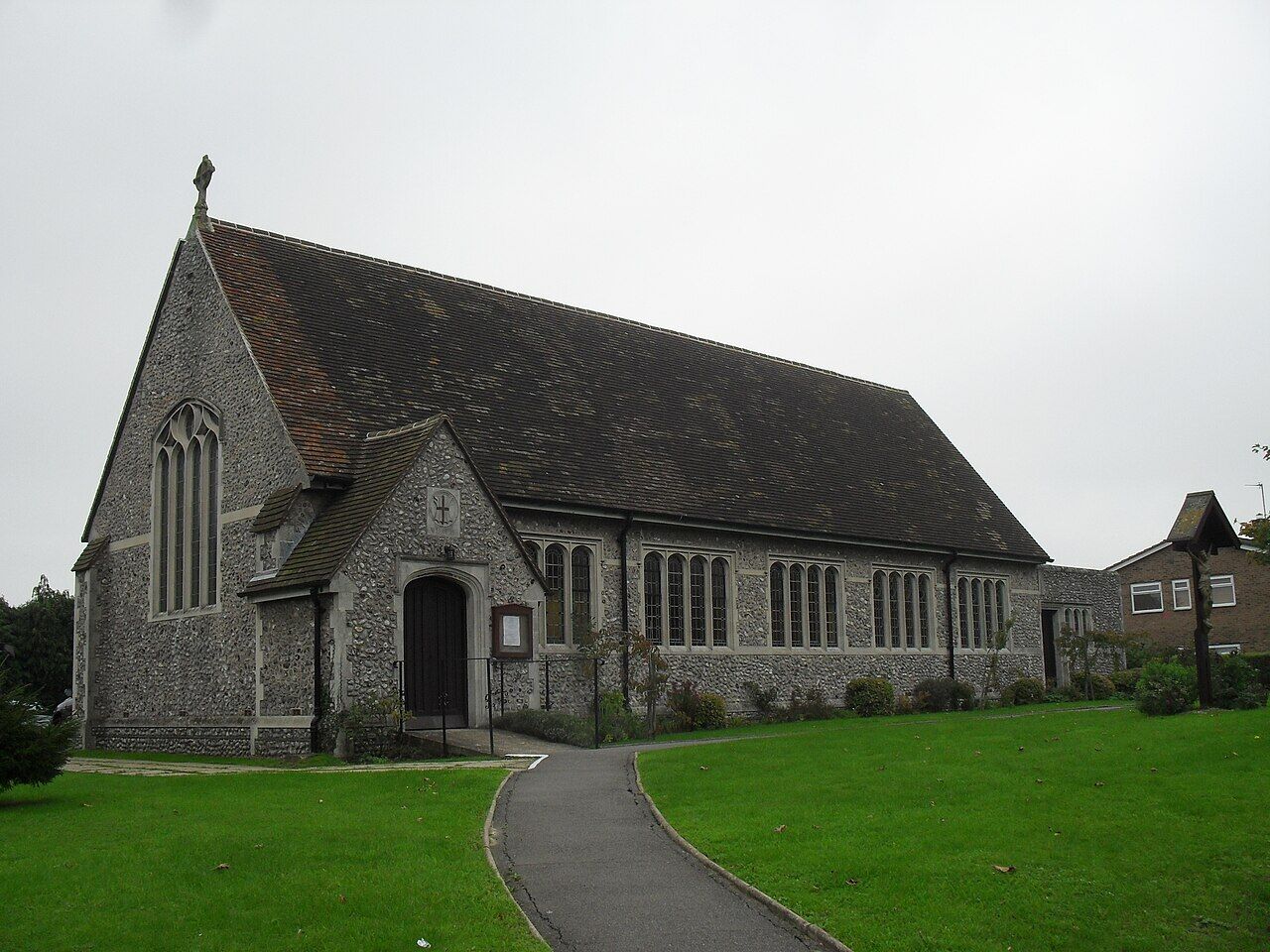 St George's Catholic Church, a flint church with a porch, Polegate